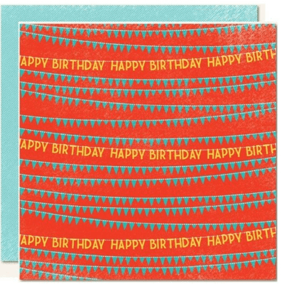 My Mind's Eye 12x12 Paper - Hip Hooray Boy - Happy Birthday