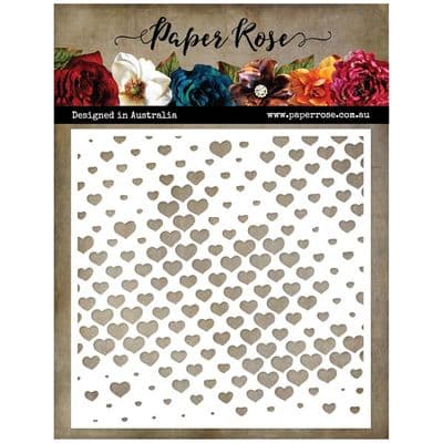 Paper Rose 6x6 Stencil - Halftone Hearts