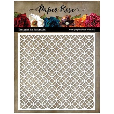 Paper Rose 6x6 Stencil - Leafy Circle Lattice