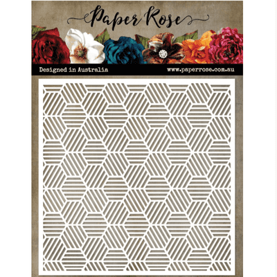 Paper Rose 6x6 Stencil - Striped Hexies