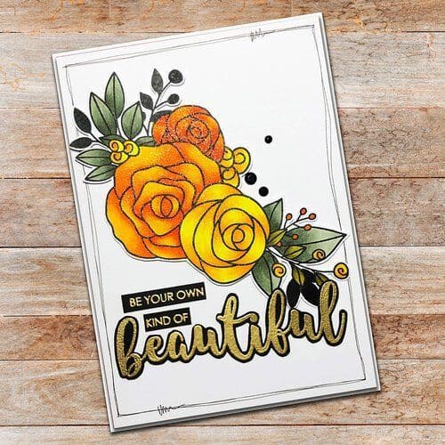 Paper Rose Stamp Set - Beautiful Words