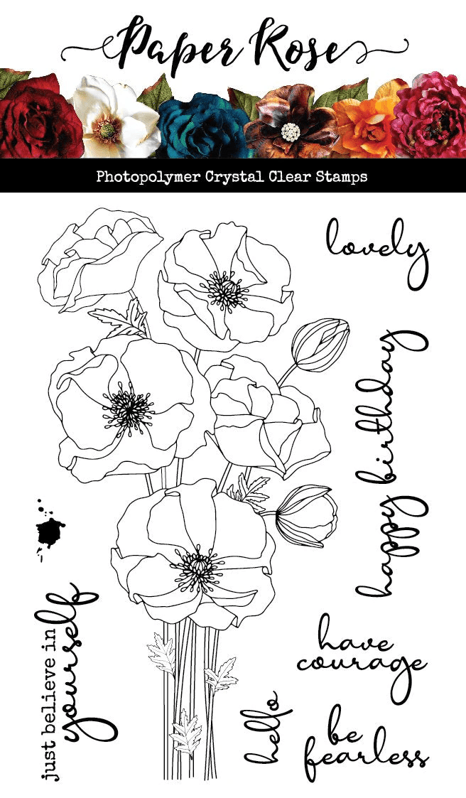 Paper Rose Stamp Set - Modern Poppies