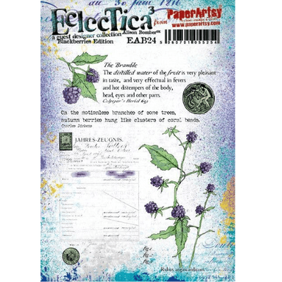 PaperArtsy Eclectica E³ Alison Bomber 24: Blackberries Mounted Rubber Stamp Set - EAB24