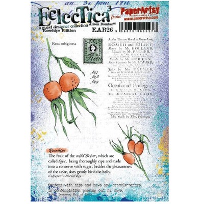 PaperArtsy Eclectica E³ Alison Bomber 26: Rosehips Mounted Rubber Stamp Set - EAB26