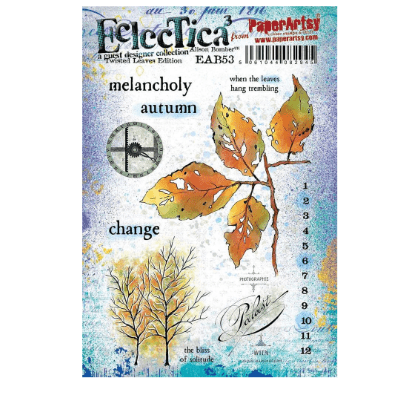 PaperArtsy Eclectica E³ Alison Bomber 53: Twisted Leaves Edition - EAB53 Mounted Rubber Stamp