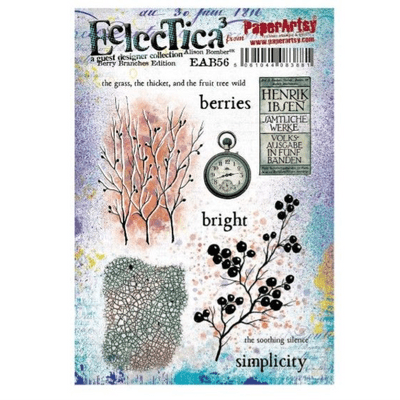 PaperArtsy Eclectica E³ Alison Bomber 56: Berry Branches Edition - EAB56 Mounted Rubber Stamp