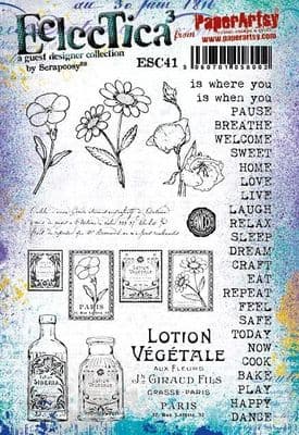 PaperArtsy Eclectica E³ Scrapcosy 41 Mounted Rubber Stamp Set - ESC41