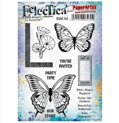 PaperArtsy Eclectica E³ Scrapcosy 56 Mounted Rubber Stamp Set - ESC56