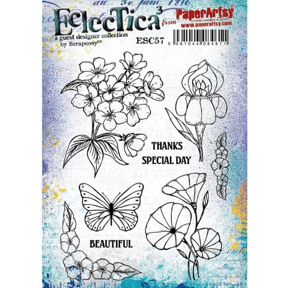 PaperArtsy Eclectica E³ Scrapcosy 57 Mounted Rubber Stamp Set - ESC57