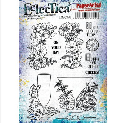 PaperArtsy Eclectica E³ Scrapcosy 58 Mounted Rubber Stamp Set - ESC58