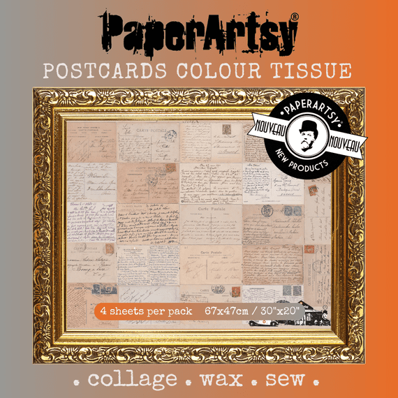 PaperArtsy Printed Coloured Tissue Paper - Postcards