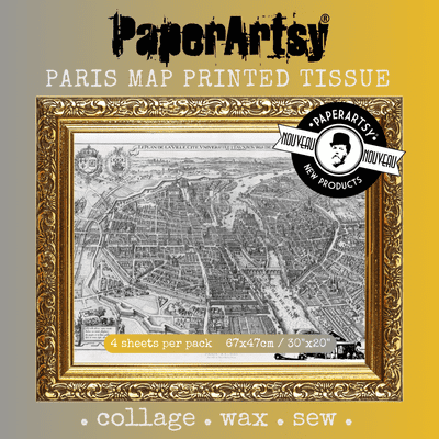 PaperArtsy Printed Tissue Paper - Paris Map