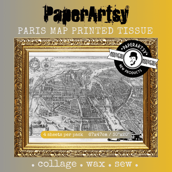 PaperArtsy Printed Tissue Paper - Paris Map