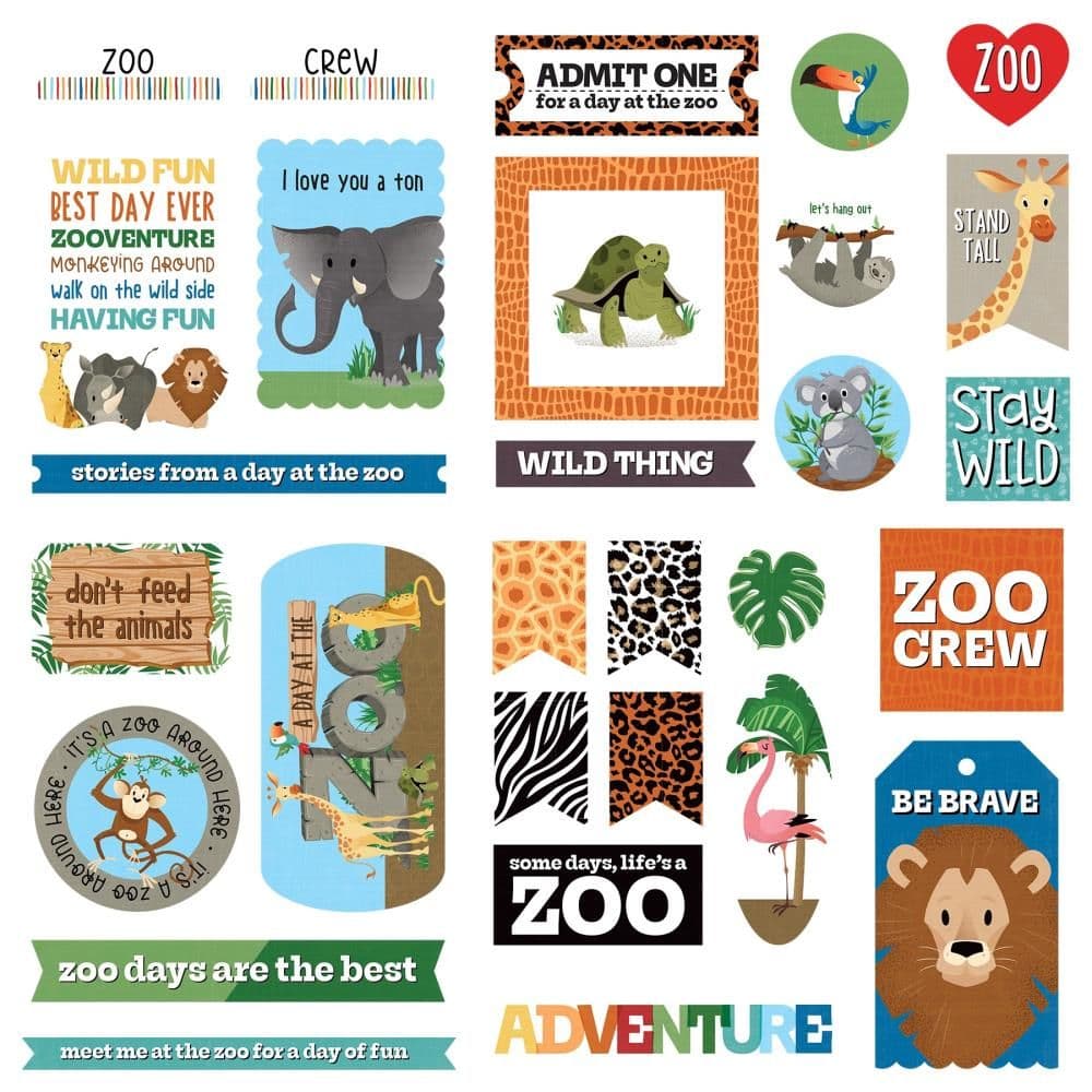 PhotoPlay Die Cut Cardstock Ephemera - A Day At The Zoo