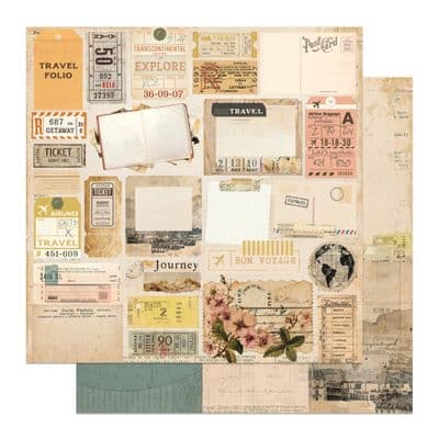 PhotoPlay Double-Sided 12x12 Cardstock - Travel Junque - Post Card