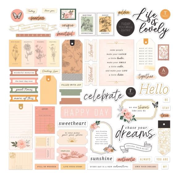 Rosie's Studio Die-Cut Ephemera - Golden Afternoon Sentiments