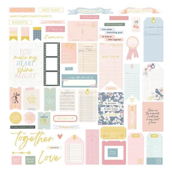Rosie's Studio Die-Cut Ephemera - Heartfelt Sentiments & Journal Pieces
