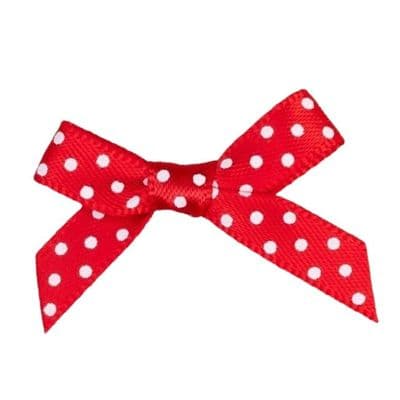 Satin Bows Red with White Polka Dot 6mm - 20 Pack