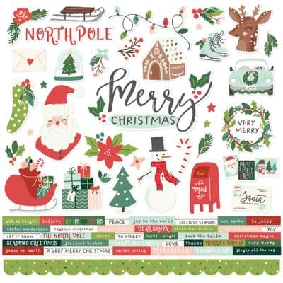 Simple Stories - Cardstock Stickers 12x12 - Santa's Village