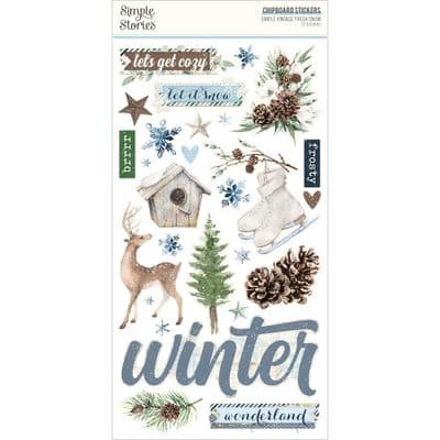 Simple Stories Chipboard Stickers - Simple Vintage Fresh Snow