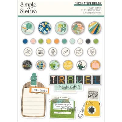 Simple Stories - Decorative Brads - Happy Travels