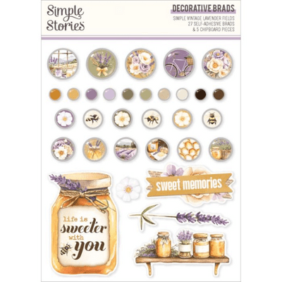 Simple Stories - Decorative Brads - Simple Vintage Lavender Fields