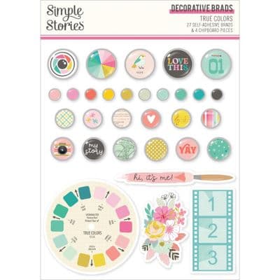Simple Stories - Decorative Brads - True Colors
