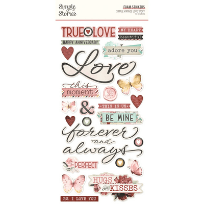 Simple Stories - Foam Stickers - Simple Vintage Love Story