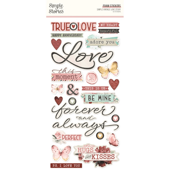 Simple Stories - Foam Stickers - Simple Vintage Love Story