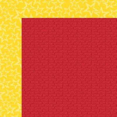 Simple Stories - Let's Party - Red Wishes/Yellow Stars 12x12 Paper