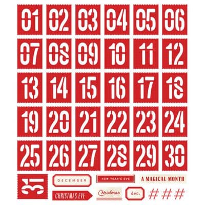 Simple Stories Number Bits - Simple Vintage Holly Jolly