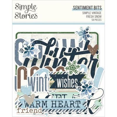 Simple Stories Sentiment Bits - Simple Vintage Fresh Snow