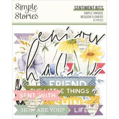 Simple Stories Sentiment Bits - Simple Vintage Meadow Flowers
