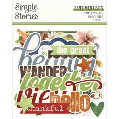 Simple Stories Sentiment Bits - Simple Vintage Woodlands