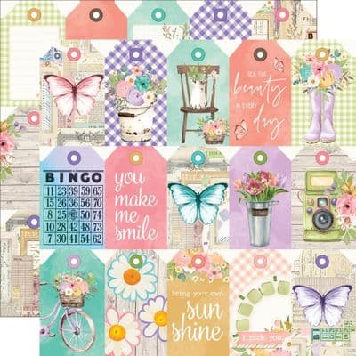 Simple Stories - Vintage Flower Shoppe - Tag Elements 12x12  Paper