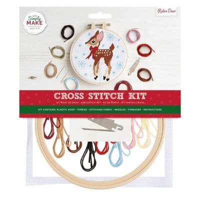 Simply Make 8 inch Cross Stitch Kit - Retro Deer