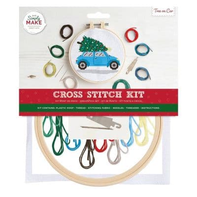 Simply Make 8 inch Cross Stitch Kit - Tree on Car
