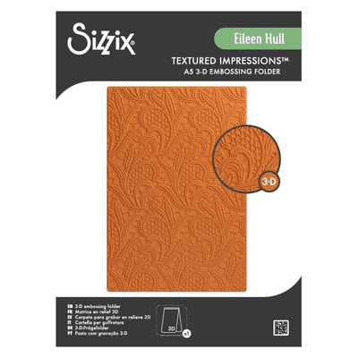 Sizzix 3-D Textured Impressions A5 Embossing Folder - Lacy Leaves Eileen Hull