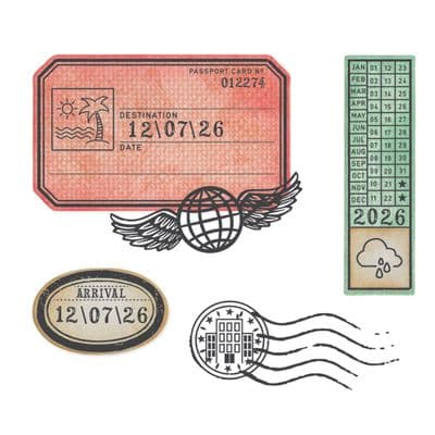 Sizzix - Clear Stamps w. Framelits - Globetrotter's Mark by 49 and Market