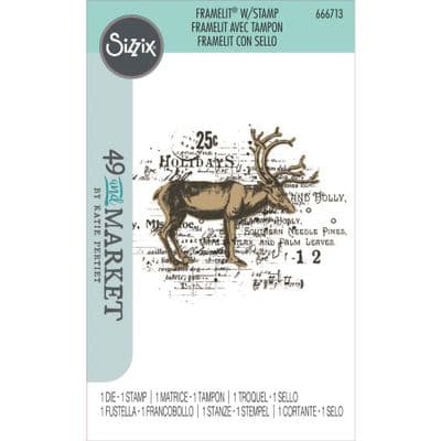 Sizzix - Framelits Die with Stamp - Reindeer Mix Cluster by 49 and Market