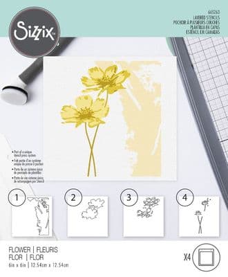 Sizzix Layered Stencil - 4pk - Flowers by Olivia Rose