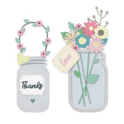 Sizzix - Thinlits Die Set 17pk - Jar of Flowers