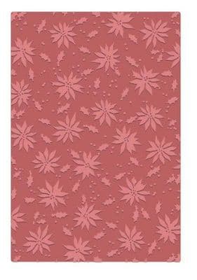 Sizzix Tim Holtz 2-D Texture Fades Embossing Folder A5 - Vault Holly Poinsettia