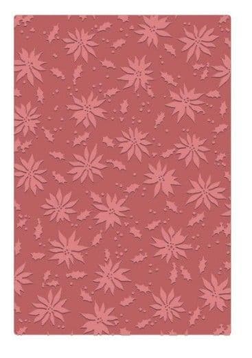 Sizzix Tim Holtz 2-D Texture Fades Embossing Folder A5 - Vault Holly Poinsettia