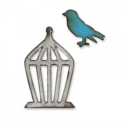 Sizzix Tim Holtz - Movers & Shapers Die - Mini Bird & Cage Set 2pk