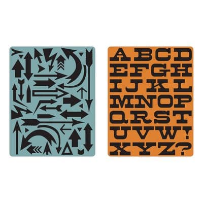 Sizzix Tim Holtz Texture Fades A2 Embossing Folders - Arrows & Boardwalk Set