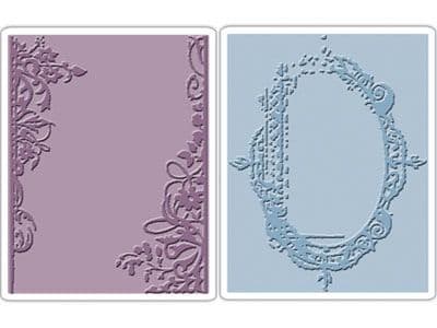 Sizzix Tim Holtz Texture Fades A2 Embossing Folders - Fancy & Floral Frames Set