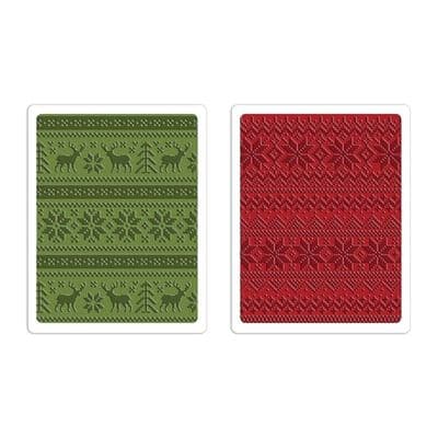 Sizzix Tim Holtz Texture Fades A2 Embossing Folders - Knit Set