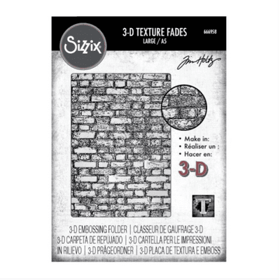 Sizzix Tim Holtz Texture Fades Embossing Folder A5 - Brickwork