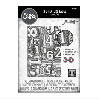 Sizzix Tim Holtz Texture Fades Embossing Folder A5 - Numbered